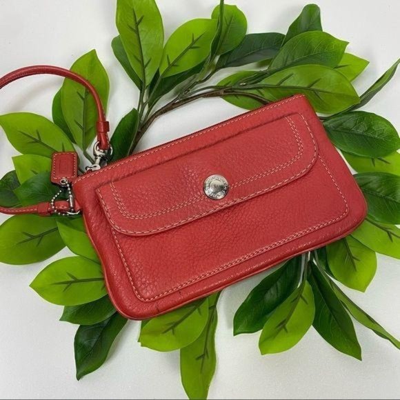 Coach Handbags - Coach Watermelon Pebbled Leather Wristlet